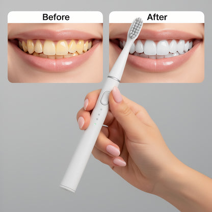 LUMIOR™ Sonic  Blanc — Brosse à Dents Électrique Sonique · 40 000 Vibrations · Nettoyage Niveau Dentiste · Batterie 60 Jours