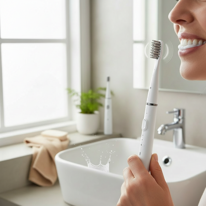 LUMIOR™ Sonic  Blanc — Brosse à Dents Électrique Sonique · 40 000 Vibrations · Nettoyage Niveau Dentiste · Batterie 60 Jours