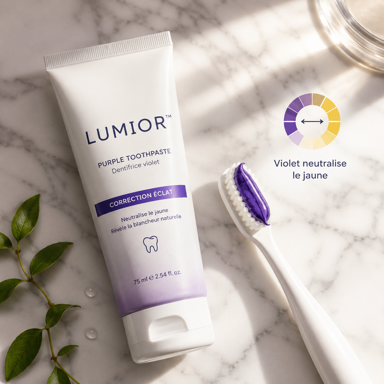 LUMIOR™ Violet Glow — Dentifrice Blanchissant Violet  | Correction de Teinte | Résultat Dès J+1