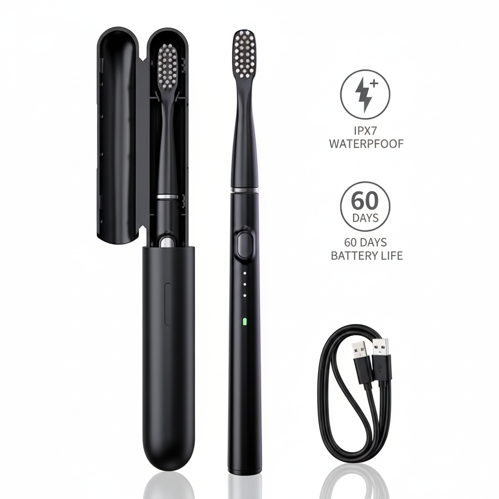 LUMIOR™ Sonic Noir — Brosse à Dents Électrique Sonique · 40 000 Vibrations · Nettoyage Niveau Dentiste · Batterie 60 Jours