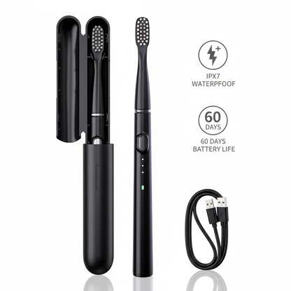 LUMIOR™ Sonic Noir — Brosse à Dents Électrique Sonique · 40 000 Vibrations · Nettoyage Niveau Dentiste · Batterie 60 Jours