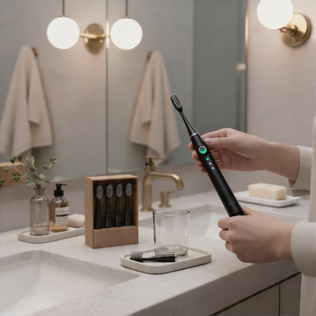 LUMIOR™ Sonic Noir — Brosse à Dents Électrique Sonique · 40 000 Vibrations · Nettoyage Niveau Dentiste · Batterie 60 Jours